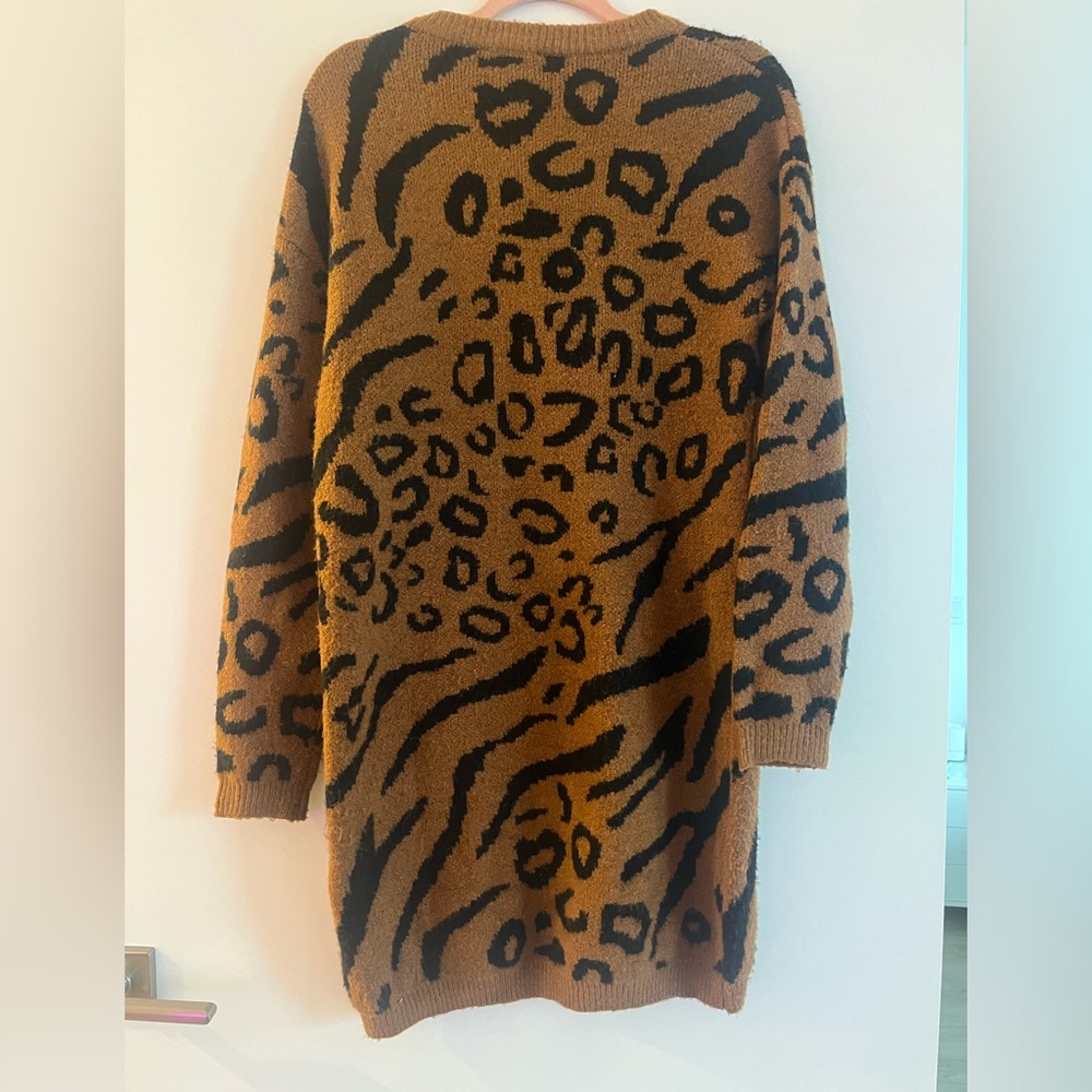 Anthropologie Brown and Black Leopard Print Sweater Dress - Picture 3 of 4